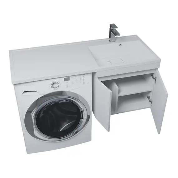 Тумба под стиральную машину подвесная Uperwood Magenta , белая, с дверцами/ящик