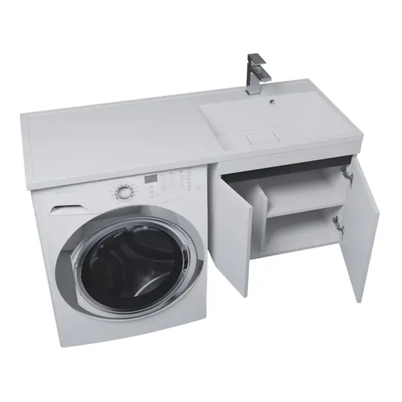 Тумба под стиральную машину подвесная Uperwood Magenta  белая/графит, с дверцами/ящик