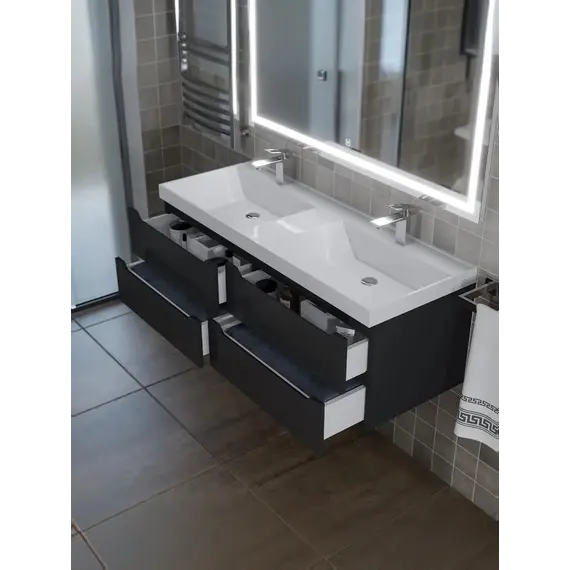 Раковина для ванной Uperwood Classic 120х45х14 см, двойная, белая глянцевая