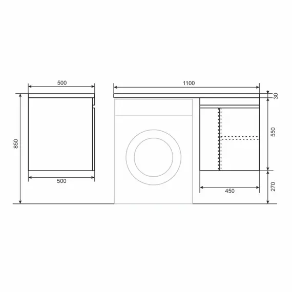 Тумба под стиральную машину подвесная Uperwood Magenta , белая, с дверцами/ящик