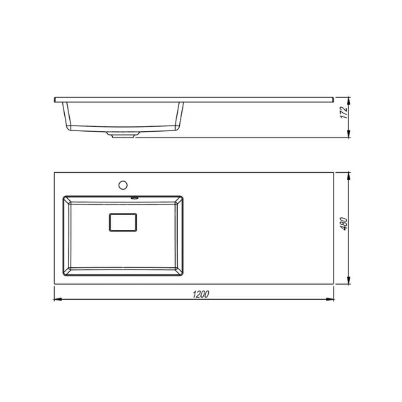 Раковина над стиральной машиной 120 см, Uperwood Cosmos, левая/правая, белый глянец