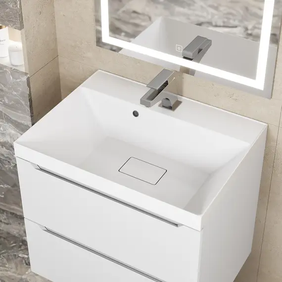 Раковина для ванной Uperwood Classic New, белая глянцевая с накладкой/без для слива