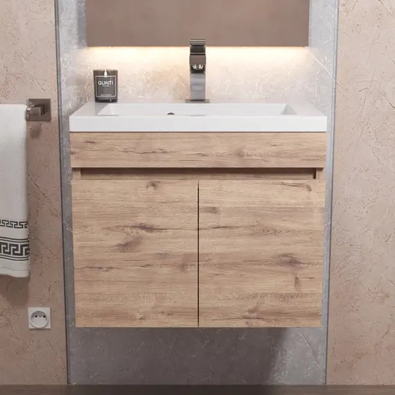 Тумба подвесная Uperwood Eva, 50 см,  Крафт Табачный, с дверцами