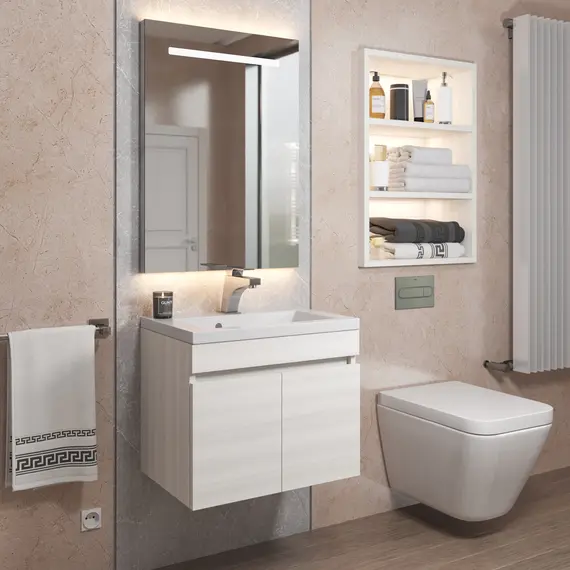 Тумба подвесная Uperwood Eva, 50 см,  Дуб Харбор Белый, с дверцами