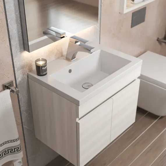 Тумба подвесная Uperwood Eva, 50 см,  Дуб Харбор Белый, с дверцами