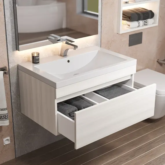 Тумба подвесная  Uperwood Eva  Дуб Харбор Белый, выдвижной ящик