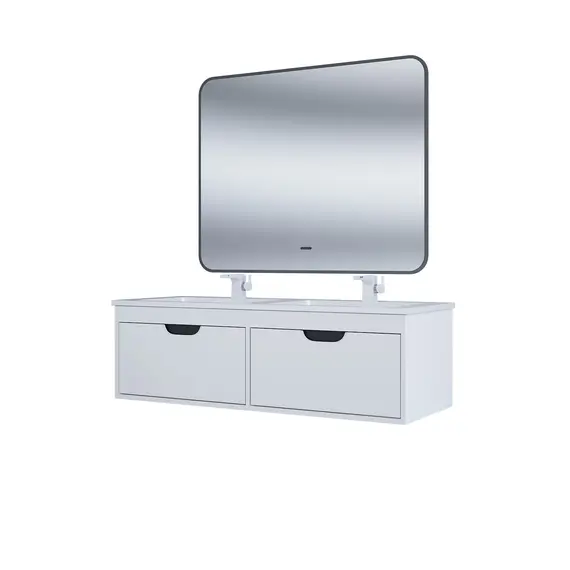 Тумба под двойную раковину Uperwood Modul 120 см, подвесная, матовая, белая/графит