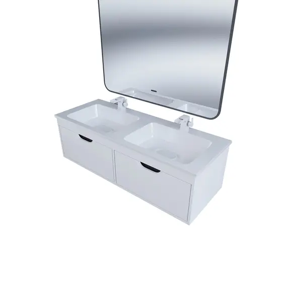 Тумба под двойную раковину Uperwood Modul 120 см, подвесная, матовая, белая/графит