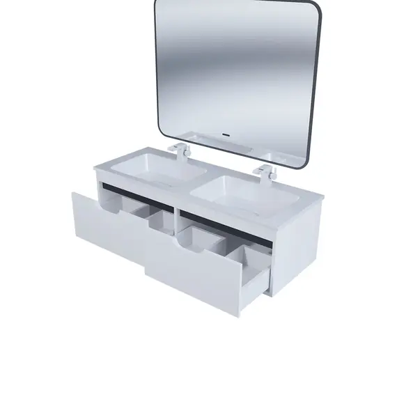 Тумба под двойную раковину Uperwood Modul 120 см, подвесная, матовая, белая/графит