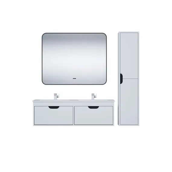 Тумба под двойную раковину Uperwood Modul 120 см, подвесная, матовая, белая/графит