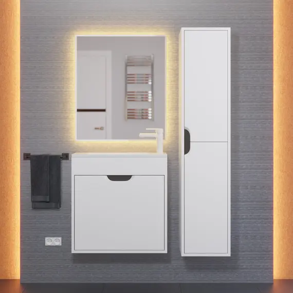 Шкаф-пенал подвесной Uperwood Modul 33х150 см, белый/графит