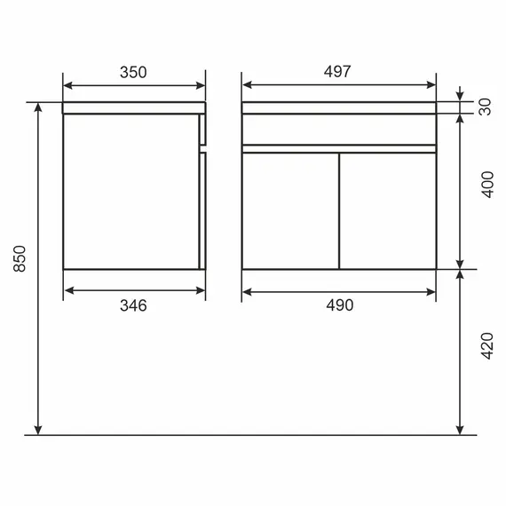 Тумба подвесная Uperwood Eva, 50 см,  Крафт Табачный, с дверцами