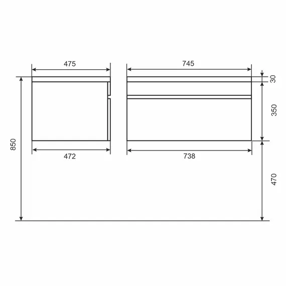 Тумба подвесная  Uperwood Eva  Дуб Харбор Белый, выдвижной ящик