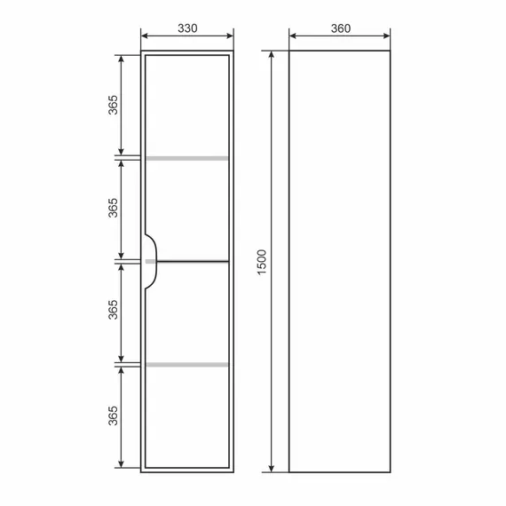 Шкаф-пенал подвесной Uperwood Modul 33х150 см, белый/графит