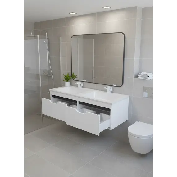 Тумба под двойную раковину Uperwood Modul 120 см, подвесная, матовая, белая/графит