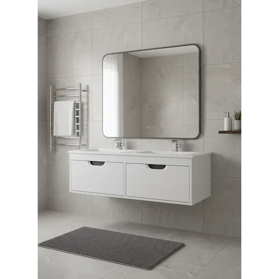 Тумба под двойную раковину Uperwood Modul 120 см, подвесная, матовая, белая/графит