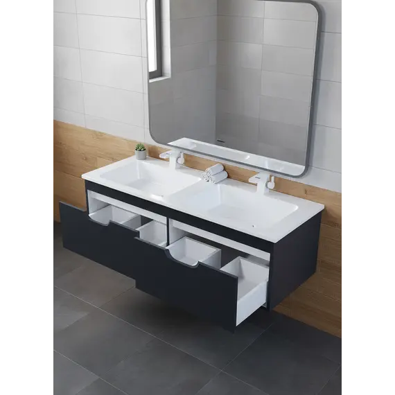 Тумба под двойную раковину Uperwood Modul 120 см, подвесная, матовая, черная