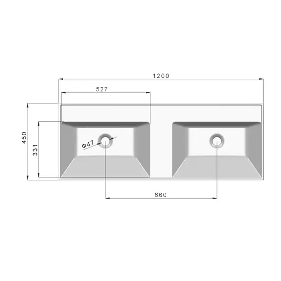 Раковина для ванной Uperwood Classic 120х45х14 см, двойная, белая глянцевая