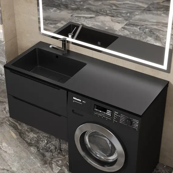 Раковина над стиральной машиной Uperwood Cosmos Quartz 120 см, левая/правая, уголь