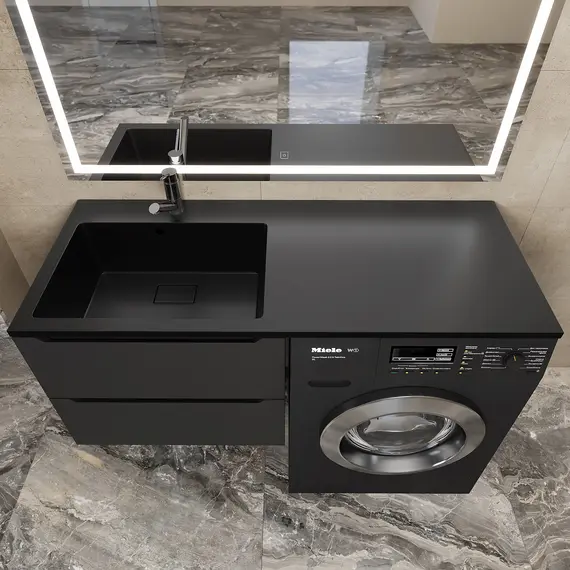 Раковина над стиральной машиной Uperwood Cosmos Quartz 120 см, левая/правая, уголь