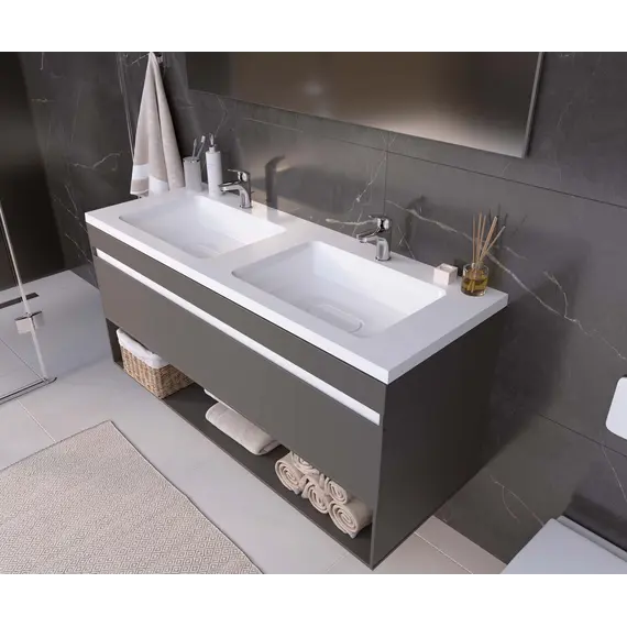 Раковина для ванной Uperwood Modul 122х45х12 см, белая глянцевая