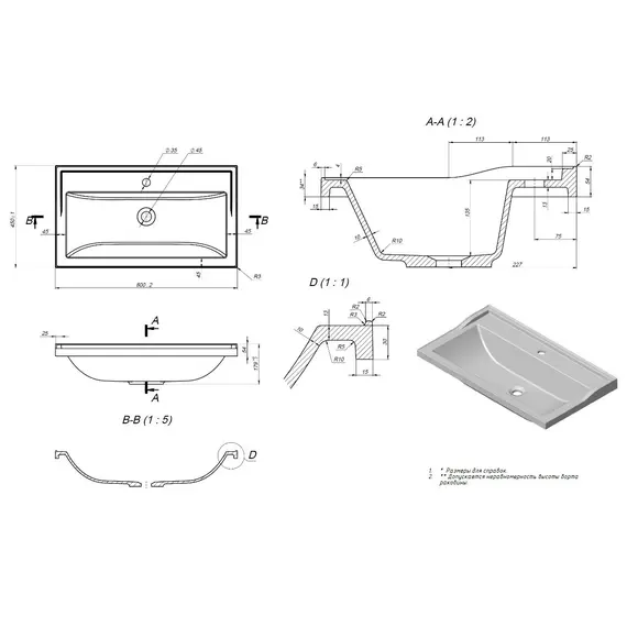 Раковина для ванной Uperwood Family, белая глянцевая