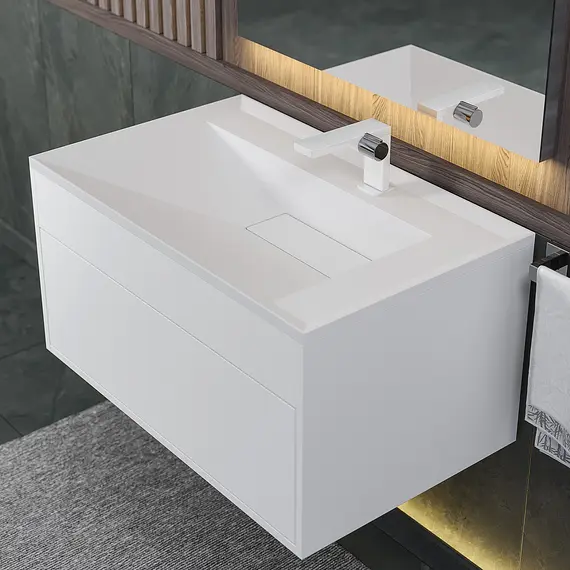 Раковина для ванной кварцевая Uperwood Lotus Quartz, белая матовая (жасмин)