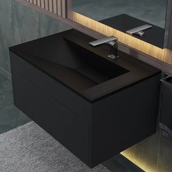 Раковина для ванной кварцевая Uperwood Lotus Quartz черная матовая (космос)