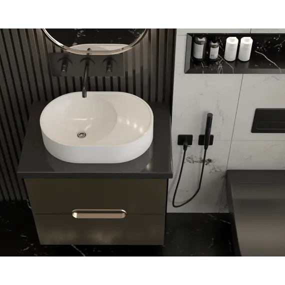 Раковина накладная для ванной Uperwood Luna 50х35х10 см, овальная, белая глянцевая