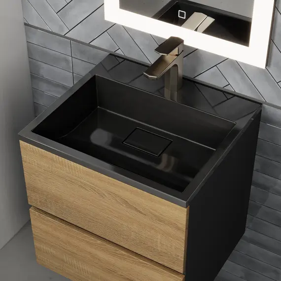 Раковина для ванной 50 см, Uperwood Barsa, черная глянцевая