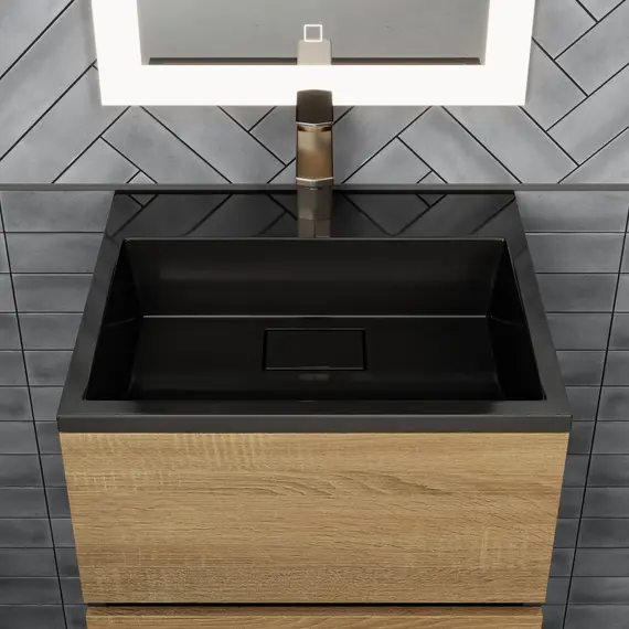 Раковина для ванной 50 см, Uperwood Barsa, черная глянцевая