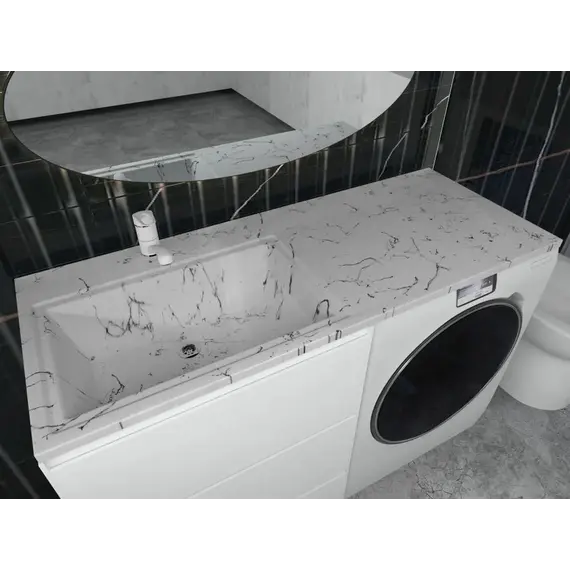 Раковина над стиральной машиной Uperwood Марсал 120х48,6х15 см, белый мрамор, левая, крыло справа