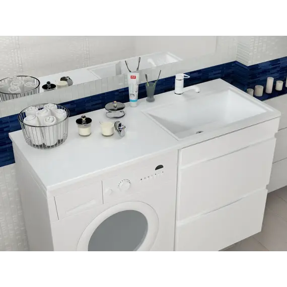 Раковина над стиральной машиной Uperwood Марсал 120х48,6х15 см, белая, правая, крыло слева