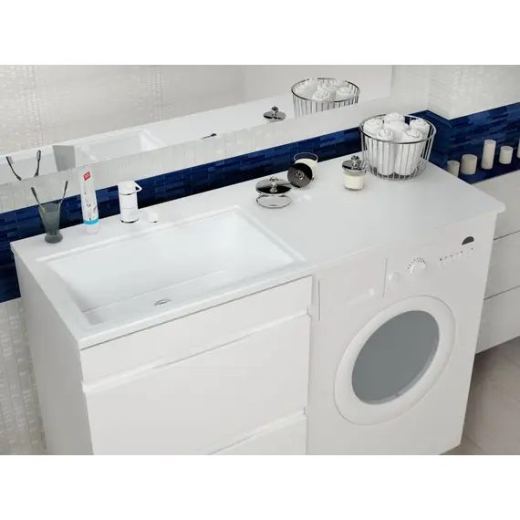 Раковина над стиральной машиной Uperwood Марсал 120х48,6х15 см, белая, правая, крыло слева