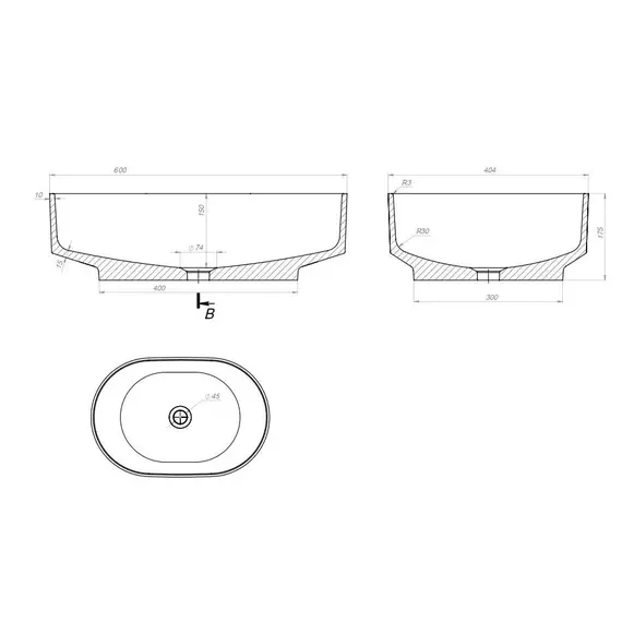 Раковина для ванной накладная Uperwood Aura 60 см, овальная, белая