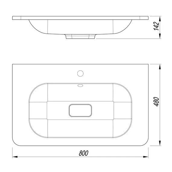 Раковина для ванной 80 см, Uperwood Fate, с декоративной накладкой для слива