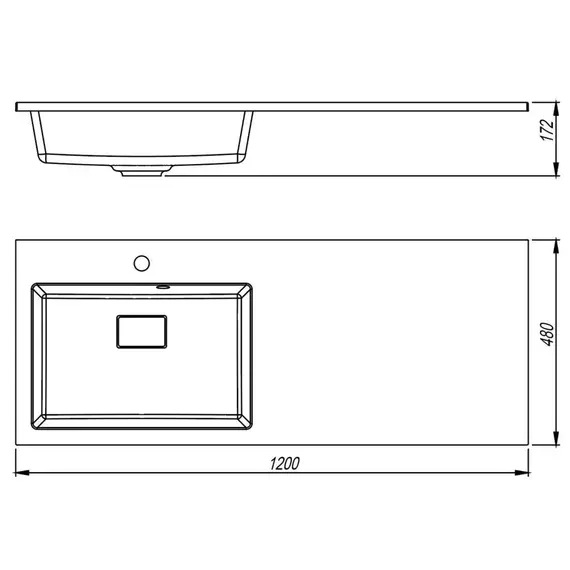Раковина над стиральной машиной Uperwood Cosmos Quartz 120 см, левая/правая, уголь