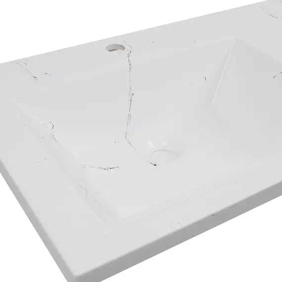 Раковина над стиральной машиной Uperwood Марсал 120х48,6х15 см, белый мрамор, левая, крыло справа