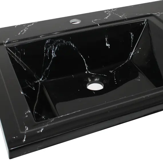 Раковина над стиральной машиной Uperwood Марсал 120х48,6х15 см, черный мрамор, левая, крыло справа