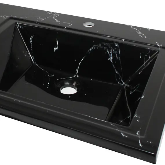 Раковина над стиральной машиной Uperwood Марсал 120х48,6х15 см, черный мрамор, левая, крыло справа