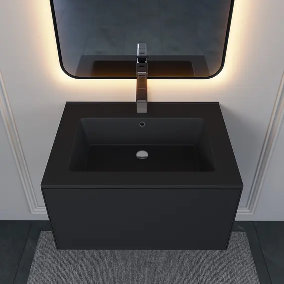 Раковина для ванной Uperwood Parma Quartz, черная матовая, уголь