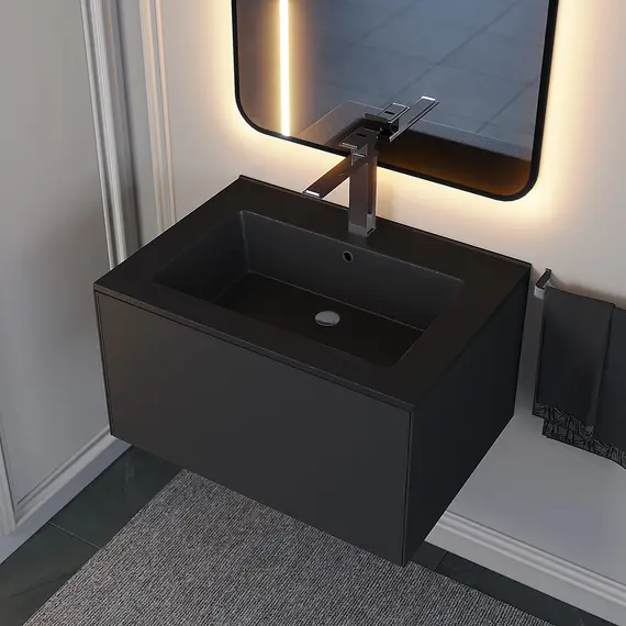 Раковина для ванной  Uperwood Parma Quartz, черная матовая, космос                  