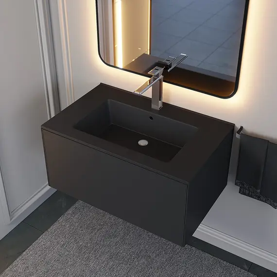 Раковина для ванной Uperwood Parma Quartz, черная матовая, уголь