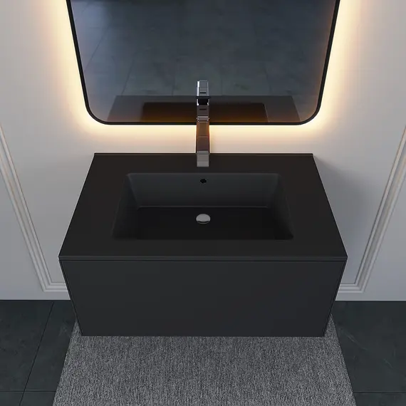 Раковина для ванной Uperwood Parma Quartz, черная матовая, уголь