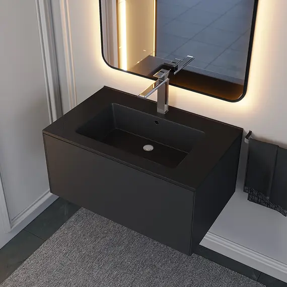 Раковина для ванной  Uperwood Parma Quartz, черная матовая, космос                  