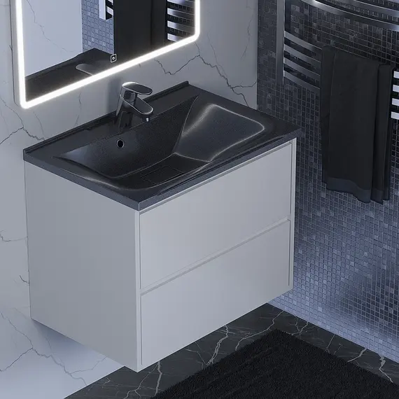 Раковина для ванной Uperwood Elen  черный , с накладкой для слива