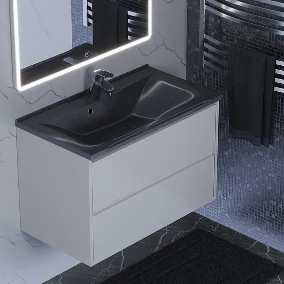 Раковина для ванной Uperwood Elen  черный , с накладкой для слива