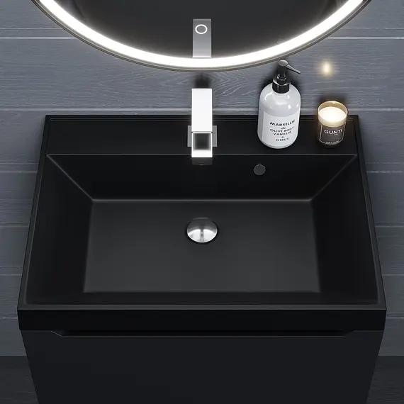 Раковина для ванной Uperwood Classic Quartz, кварцевая, черная матовая, космос