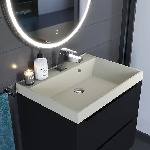 Раковина для ванной  Uperwood Classic Quartz, кварцевая, бежевая матовая, лён