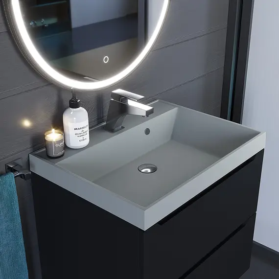 Раковина для ванной  Uperwood Classic Quartz, кварцевая, серая матовая, платина